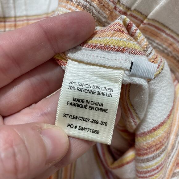 Cloth & Stone Orange & White Striped Wide Leg Cropped Pants - Size Large - Linen - Picture 5 of 7